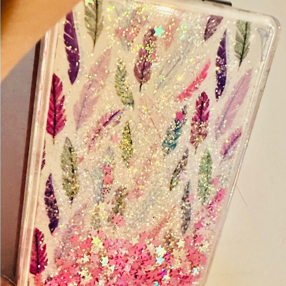 Colorful Feather Pattern Compact Mirror - image 3